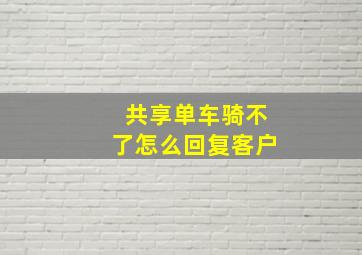 共享单车骑不了怎么回复客户