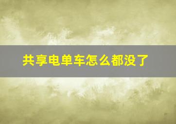 共享电单车怎么都没了