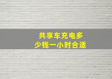 共享车充电多少钱一小时合适