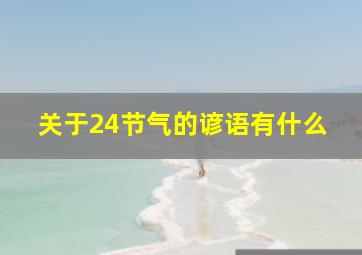 关于24节气的谚语有什么