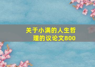 关于小满的人生哲理的议论文800