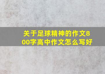 关于足球精神的作文800字高中作文怎么写好