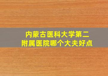 内蒙古医科大学第二附属医院哪个大夫好点