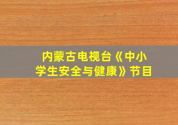 内蒙古电视台《中小学生安全与健康》节目