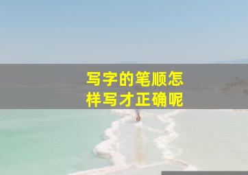 写字的笔顺怎样写才正确呢