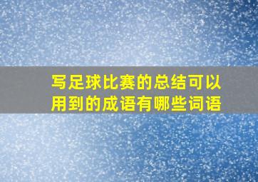 写足球比赛的总结可以用到的成语有哪些词语