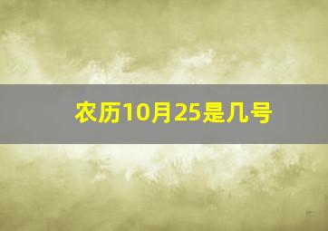 农历10月25是几号