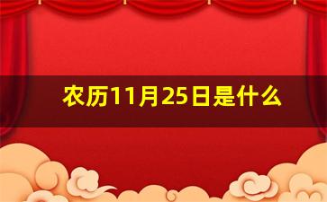 农历11月25日是什么