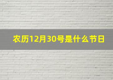 农历12月30号是什么节日