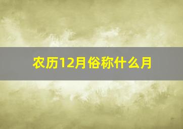 农历12月俗称什么月