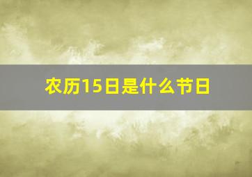 农历15日是什么节日