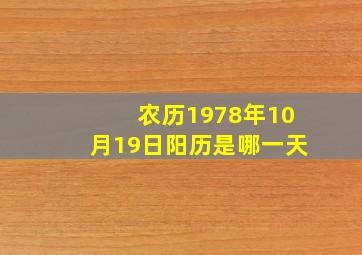 农历1978年10月19日阳历是哪一天