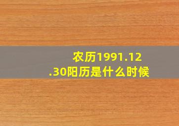 农历1991.12.30阳历是什么时候