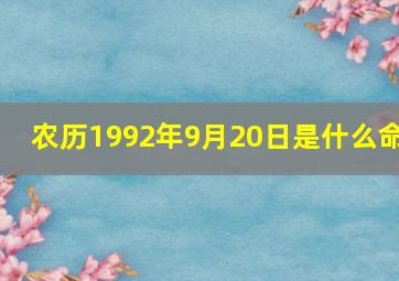 农历1992年9月20日是什么命