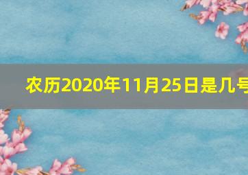 农历2020年11月25日是几号