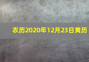 农历2020年12月23日黄历