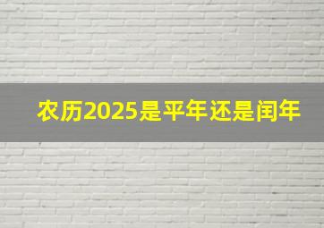 农历2025是平年还是闰年