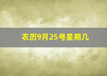 农历9月25号星期几