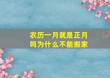 农历一月就是正月吗为什么不能搬家