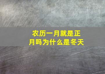 农历一月就是正月吗为什么是冬天