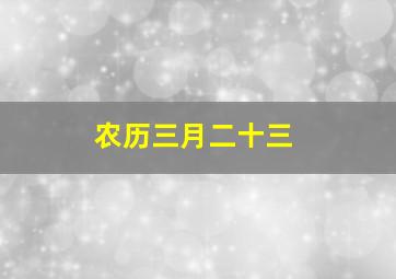 农历三月二十三