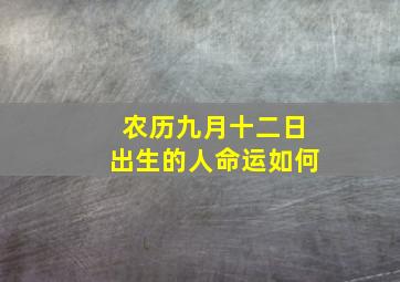 农历九月十二日出生的人命运如何