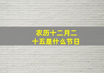 农历十二月二十五是什么节日