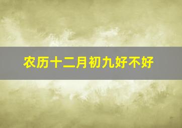 农历十二月初九好不好