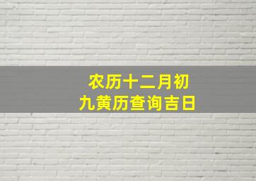 农历十二月初九黄历查询吉日