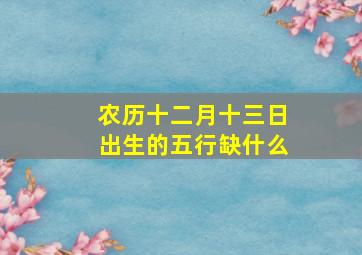 农历十二月十三日出生的五行缺什么