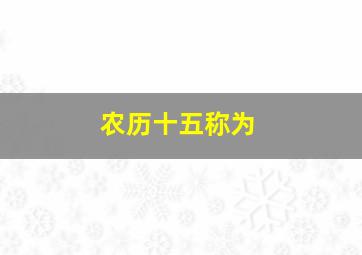 农历十五称为