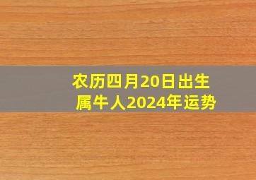 农历四月20日出生属牛人2024年运势