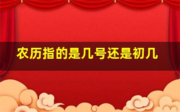 农历指的是几号还是初几