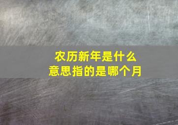 农历新年是什么意思指的是哪个月