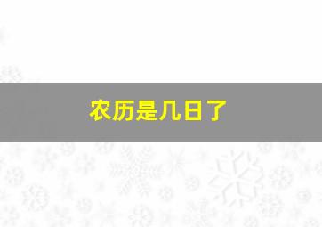 农历是几日了