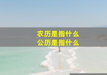 农历是指什么公历是指什么