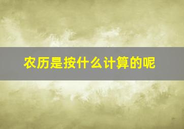 农历是按什么计算的呢