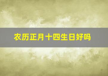 农历正月十四生日好吗