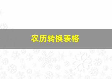 农历转换表格