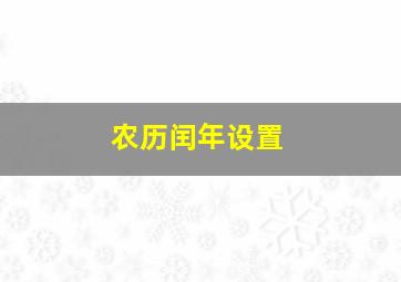 农历闰年设置