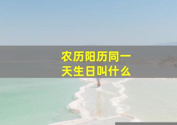 农历阳历同一天生日叫什么