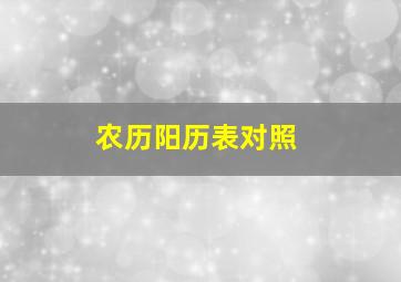 农历阳历表对照