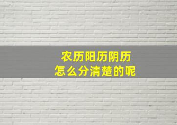 农历阳历阴历怎么分清楚的呢