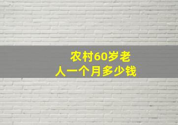 农村60岁老人一个月多少钱