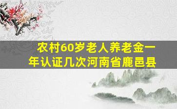 农村60岁老人养老金一年认证几次河南省鹿邑县