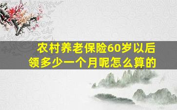 农村养老保险60岁以后领多少一个月呢怎么算的