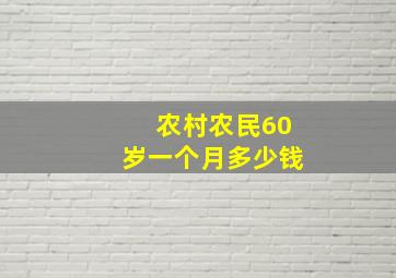 农村农民60岁一个月多少钱