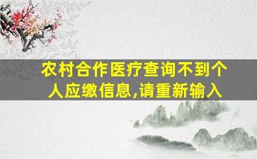 农村合作医疗查询不到个人应缴信息,请重新输入