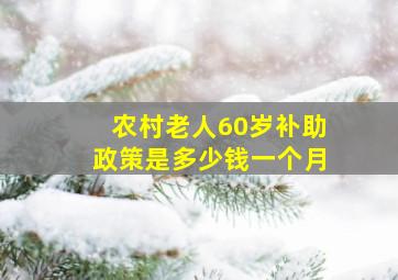 农村老人60岁补助政策是多少钱一个月