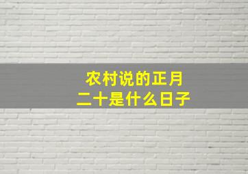 农村说的正月二十是什么日子